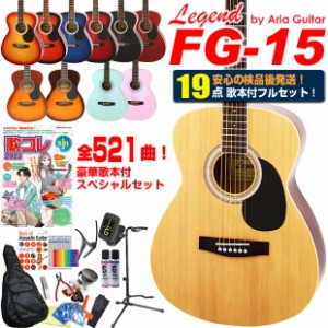 アコースティックギター アコギ 初心者 入門 スペシャル18点＋歌本付 19点セット Legend レジェンド FG-15 アイテム満載 アコギスタート