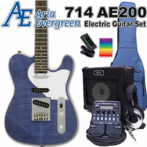 AriaProII 615 AE200 LRBL アリア・エヴァーグリーン エレキギター初心者 18点セット ZOOM G1Four付属【エレキ ギター初心者】【エレクト