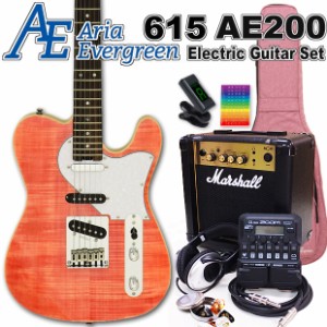 AriaProII 615 AE200 MP アリア・エヴァーグリーン エレキギター初心者 18点セット MarshallアンプとZOOM G1Four付属【エレキ ギター初心