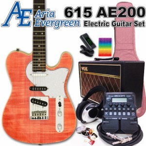 AriaProII 615 AE200 MP アリア・エヴァーグリーン エレキギター初心者 18点セット VOXアンプとZOOM G1Four付属【エレキ ギター初心者】