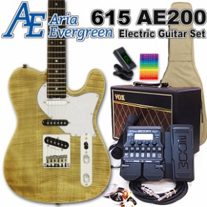 AriaProII 615 AE200 YG アリア・エヴァーグリーン エレキギター初心者 18点セット VOXアンプとZOOM G1XFour付属【エレキ ギター初心者】