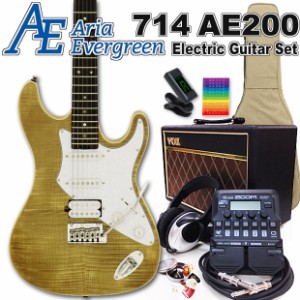 AriaProII 714 AE200 YG アリア・エヴァーグリーン エレキギター初心者 18点セット VOXアンプとZOOM G1Four付属【エレキ ギター初心者】