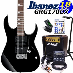 Ibanez アイバニーズ GRG170DX BKN エレキギター マーシャルアンプ付 初心者セット18点 ZOOM G1Four付き【エレキギター初心者】