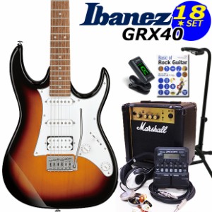 Ibanez アイバニーズ GRX40 TFB エレキギター マーシャルアンプ付 初心者セット18点 ZOOM G1Four付き【エレキギター初心者】