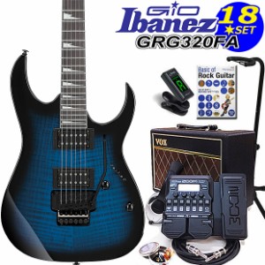 Gio Ibanez アイバニーズ GRG320FA TBS エレキギター初心者セット18点 VOXアンプ ZOOM G1XFour付き【エレキギター初心者】