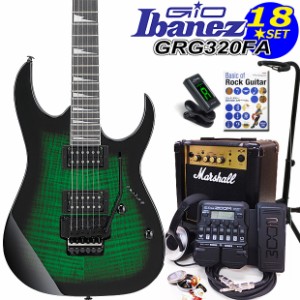 Gio Ibanez アイバニーズ GRG320FA TEB エレキギター 初心者セット 18点 マーシャルアンプ ZOOM G1XFour付き【エレキギター初心者】