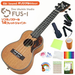 ウクレレ アリア  FUS-1 スペシャル12点セット弦高調整済 (甘い音色)(ソプラノスケール14Fジョイント)(EbiSoundオリジナル)(u)