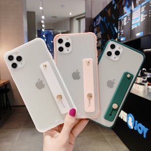 iphone13 ケース ベルト 半透明 バンド 韓国 クリア  落下防止 スライドベルト スマホリング かわいい おしゃれ シンプル 大人 女子 グリ