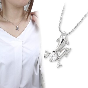 送料無料 イルカ デザイン ペンダント ネックレス 動物 レディース 海豚 ジュエリー 宝石 ビジュー ダイヤ
