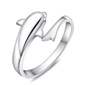 送料無料 【新商品】イルカモチーフ フリーサイズ リング 指輪 女性向け レディース 銀 シルバー
