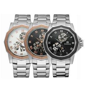 送料無料 ピンクゴールド 特殊ベゼル 高級感抜群 自動巻き腕時計 ステンレスベルト メンズ レディース メンズウォッチ メンズ腕時計