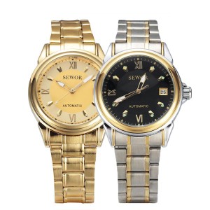 送料無料 自動巻き 腕時計 バーインデックス シンプルデザイン 1ヶ月計 ステンレスベルト メンズウォッチ メンズ腕時計