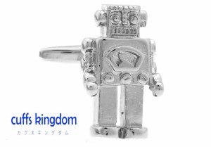 ブリキ ロボット型 カフスボタン ずっしり感 【 銀色 系 男女 カフリングス 営業マン おしゃれ かわいい 結婚式 カジュアル シンプル ス