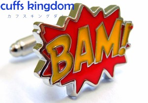 BAM アメコミ メッセージ 【 赤 黄 色 】 カフスボタン 【 カラフル 男女 カフリングス スーツ プレゼント ギフト ユニーク メッセージ 