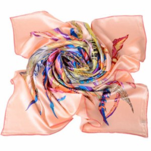 オシャレに飾る高級シルク100％スカーフ☆ ◆ライトピンク色◆ 【フォーマル 女 祝 おしゃれ かわいい 結婚式 カジュアル シンプル 人気 