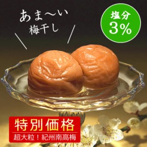 送料無料 減塩 はちみつ梅 ネット限定 超大粒 あまあま3％ 500g 塩分3％ 国産 紀州南高梅 特選梅干し A級 4Lサイズ