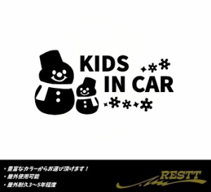 キッズインカー　雪だるま　イラスト　ロゴ　カッティングステッカー　大サイズ　選べるデザイン