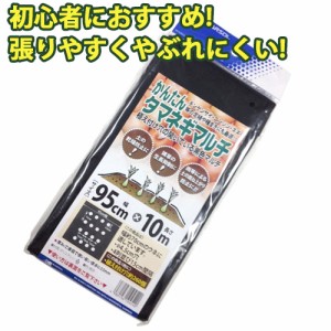 初心者におすすめ かんたんタマネギマルチ 幅95cm×長さ10m 4列穴あき 黒 0.03mm厚 農業 家庭菜園 農作業 畑 園芸 野菜 栽培 植え付け 雑