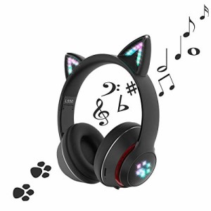 最新型ヘッドセットブルートゥースイヤホン猫の耳が光る可愛い女性用ワイヤレススポーツステレオヘッドセット 猫耳ヘッドホン 5.0 LED付