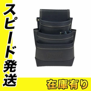 KNICKS(ニックス) KBB-301DD 総ヌメ革使用3段腰袋(縁・底バリスティック生地補強) ブラック(黒)