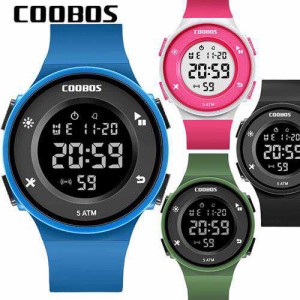 送料無料 COOBOS デジタル メンズ 腕時計 ブランド LED ディスプレイ 30M 防水 ランニングウォッチ スポーツウォッチ プレゼント ギフト