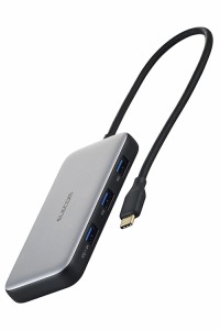 エレコム ドッキングステーション 充電用USB-C×1 PD対応 USB 10Gbps×3 HDMI×1 シルバー ┃DST-C26SV