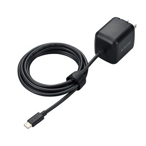 エレコム AC充電器 65W Cケーブル一体型 2ｍ スマホ･タブレット用 USB Power Delivery ブラック ┃EC-AC8665BK