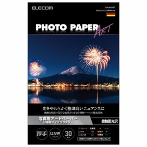 エレコム 写真用紙 ハガキ アートペーパー マイクロラスター 厚手 写真 用紙 D352 微光沢 ハガキ ホワイト 30枚┃EJK-MLH30