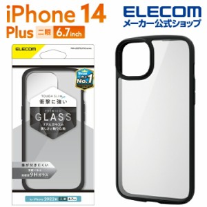 エレコム iPhone 14 Plus 用 TOUGH SLIM LITE フレームカラー 背面ガラス ブラック┃PM-A22BTSLFCGBK