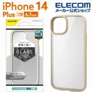 エレコム iPhone 14 Plus 用 TOUGH SLIM LITE フレームカラー 背面ガラス アイボリー┃PM-A22BTSLFCGIV