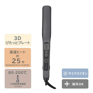 エレコム TESCOM マイナスイオン ストレートアイロン 高速ヒート約25秒 650W ヘアアイロン ヘアアレンジ 簡単 ┃TS460A-K