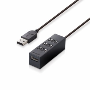 機能主義 USBハブ 長ケーブル 4ポート USB 2.0 バスパワー マグネット搭載 100cm ブラック┃U2H-TZ427BBK