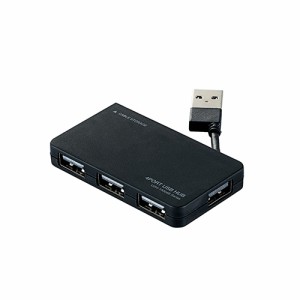 エレコム USB 2.0 対応 ケーブル収納タイプ USBハブ 4ポート ブラック┃U2H-YKN4BBK