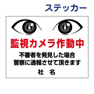 看板風注意ステッカー 監視カメラ作動中 不審者 監視カメラ看板 通報します ステッカー シール eye-01st