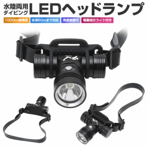 高輝度 IPX8 防水 潜水ライト 1000ルーメン 水深60ｍ対応 角度調整可 登山用 LED ダイビング ヘッドライト 水中作業用 航空用合金素材