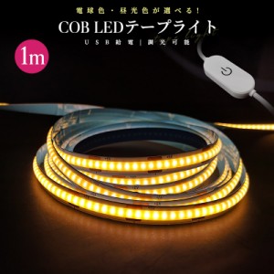 COBテープライト 電球色 昼光色 非常灯 LEDストリップライト 1M 3000K 6000K DC12V USB給電式 切断可能 両面テープ 玄関 台所 廊下