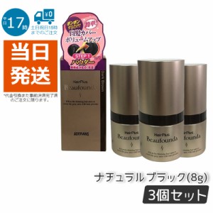 【3個セット】ヘアプラス ビューファンデパウダー ナチュラルブラック 8g 女性用 白髪染め 薄毛隠し 白髪隠し ポンポン ブラック