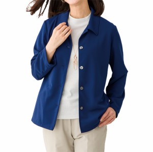ジャケット 日本製 カットソージャケット ネイビー シャツジャケット レディース 上着 紺色 婦人服 ミセス シニア 女性 シニアファッショ