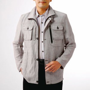 ジャケット 春夏 メンズ 麻混スタンド衿ジャケット（全2色） メンズ 紳士服 シニア アウター スタンドカラー サマー シニアファッション 
