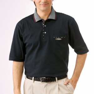 ポロシャツ ダンロップ・モータースポーツ 日本製 綿100％5分袖ポロシャツ（2色組） メンズ 紳士服 シニア トップス 五分袖 ネイビー ホ