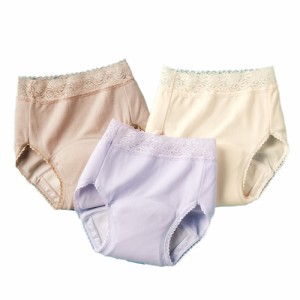 （M〜LL）日本製 爽やかたっぷり吸収ショーツ（3色組） 尿漏れショーツ パンツ 吸汗速乾素材 レディース 婦人 ミセス シニア シニアファ