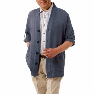 ジャケット 春夏 綿麻ノーカラーシャツジャケット 2色組 アウター メンズ 紳士服 シニア カジュアルシャツ サマージャケット シニアファ