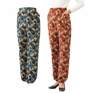 日本製 和華柄モンペ（2色組） ボトムス ホームウェア レディース 婦人服 ミセス シニア ズボン もんぺ シニアファッション 50代 60代 70