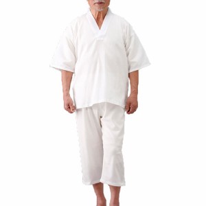 日本製 紳士楊柳 作務衣肌着上下セット インナー 作務衣用 下着 メンズ 紳士 シニア 和装 綿100％ シニアファッション 50代 60代 70代 80