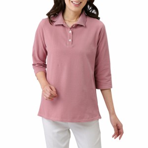 ポロシャツ 接触冷感 五分袖 ポロシャツ レディース （M〜5L）かのこ素材爽やかポロシャツ（3色組） 婦人服 ミセス シニア 女性 綿 ピン