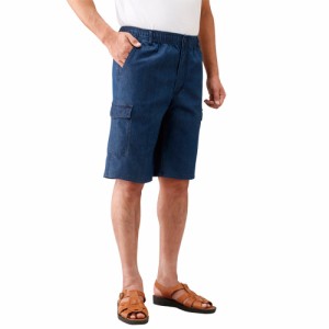 春夏 ストレッチデニムハーフパンツ（2色組） 半パン メンズ 紳士 シニア 半ズボン デニムショーツ ネイビー ブルー カジュアル シニアフ