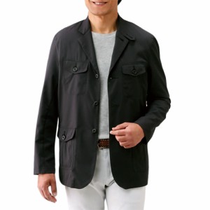 ジャケット 春夏 エアースルーサファリジャケット（全2色） カジュアルジャケット メンズ 紳士服 シニア 男性 ブラック ネイビー 黒 紺色
