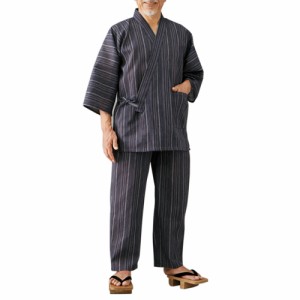 春夏 綿100％しじら織り作務衣（２着組） 上下セット 和装 メンズ 紳士 シニア 和服 作業着 ホームウェア 部屋着 シニアファッション 50