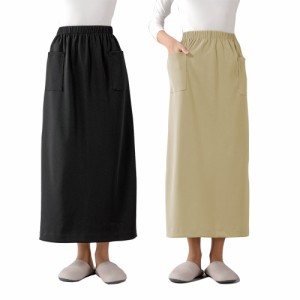 スカート 台形スカート タイト レディース 日本製 撥水加工ロングスカート（2色組） ロング丈 婦人服 ミセス シニア 女性 ブラック ベー