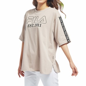 Tシャツ フィラ 汗に負けない！大人のロゴTシャツ（全3色） FILA Tシャツ 五分袖 ラウンドカット レディース 婦人服 ミセス シニア 女性 